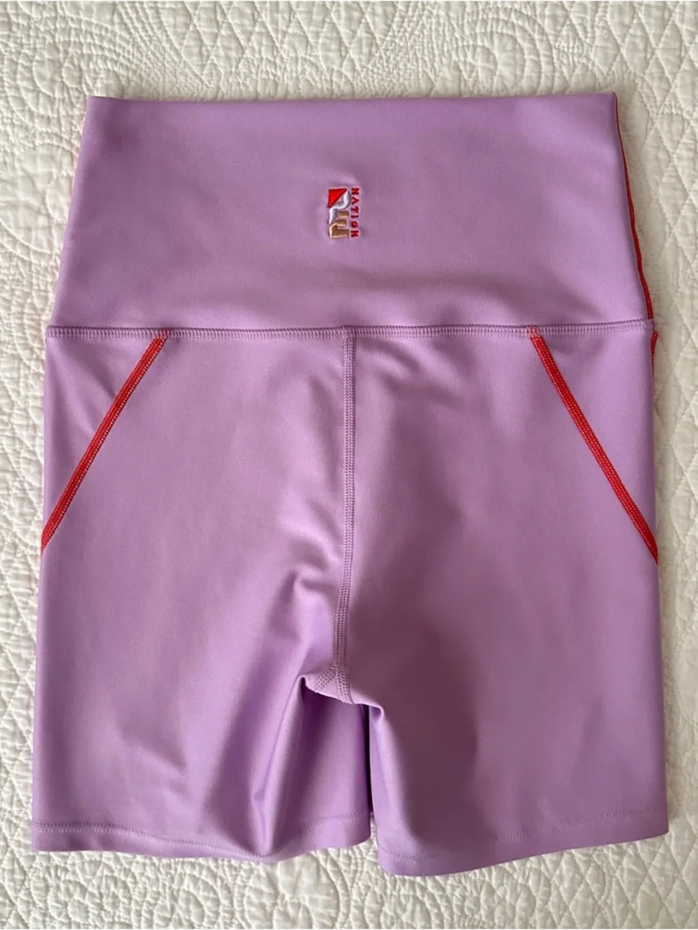 P.E Nation Lavender 5” Bike Shorts with Red Contrast Trim